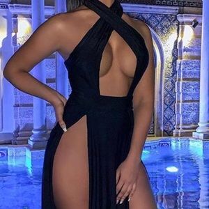 Wrap slit maxi dress